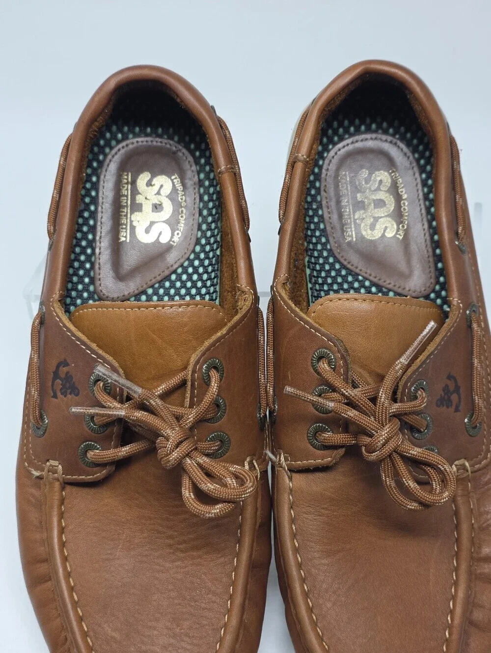 SAS Tripad Mens Decksider Boat Shoe Brown Leather Slip On Loafer Size 10M